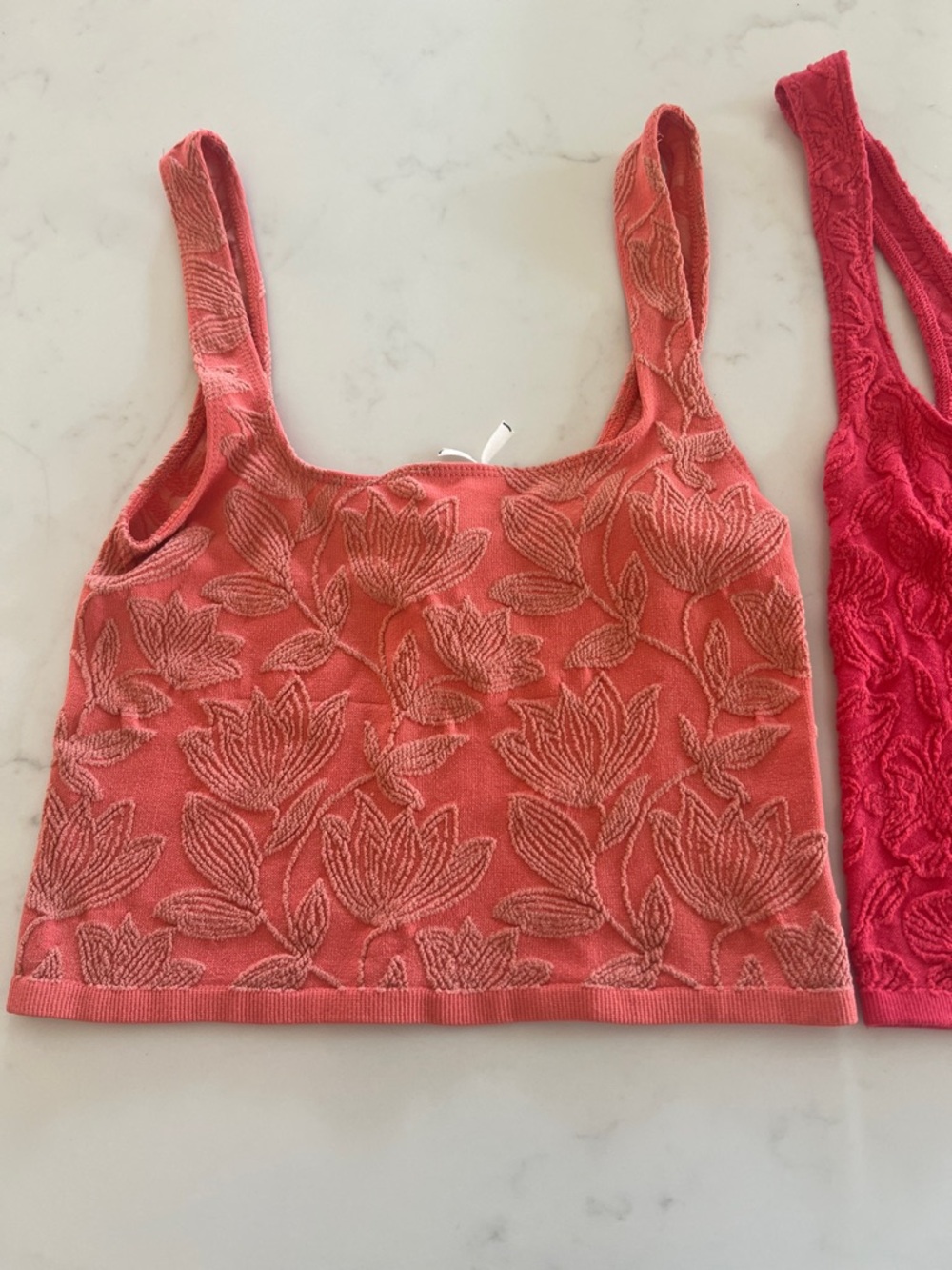 3 Anthropologie Coral,  Pink and blue  Floral Textured Tank Top